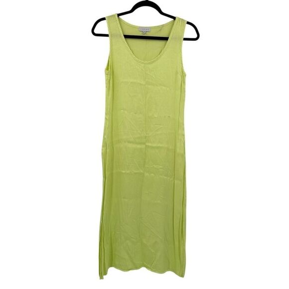 Sedge Satin Lime Green Casual Sleeveless Tank Midi Dress Size Small - Picture 2 of 7